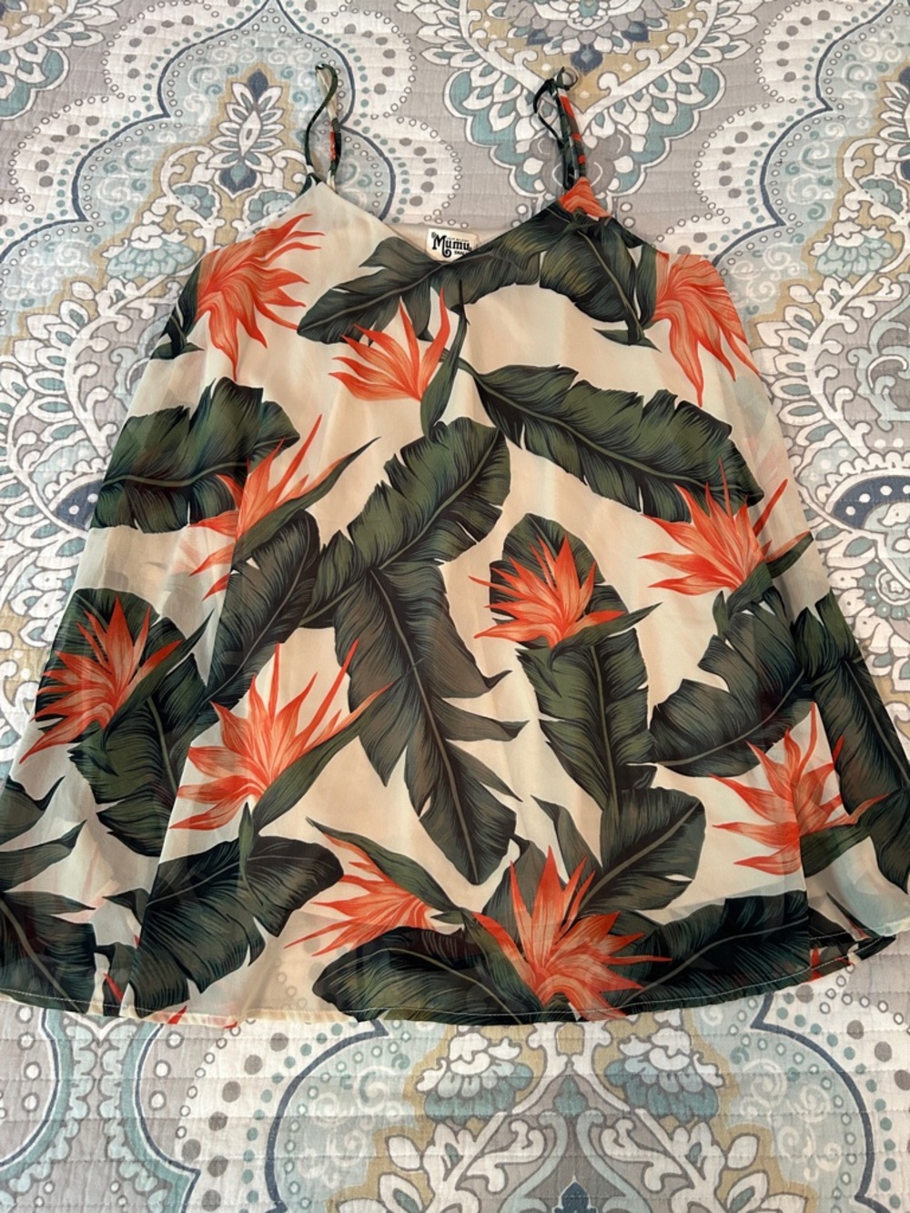 Show Me Your MuMu Tropical Leaf Cami - Cream, Green & Orange